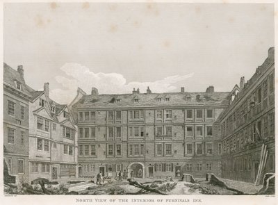 Vista norte del interior de la Posada de Furnival, Holborn, Londres de Robert Blemell Schnebbelie