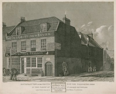 Vista sureste de la Gruta, ahora los Brazos del Orfebre, en la parroquia de St. George, Southwark de Robert Blemell Schnebbelie
