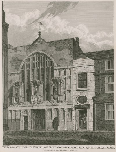 Vista de la Capilla Colegiada de Santa María Magdalena y Todos los Santos, Guildhall, Londres de Robert Blemell Schnebbelie