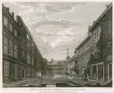 Vista oeste del interior de la posada de Furnival, Holborn, Londres de Robert Blemell Schnebbelie