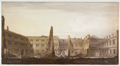 Blackwell Hall durante la demolición, Ciudad de Londres de Robert Blemmell Schnebbelie