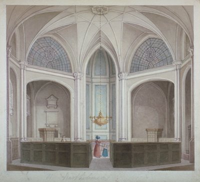 Interior de la iglesia de San Bartolomé el Menor, Ciudad de Londres, 1834 de Robert Blemmell Schnebbelie