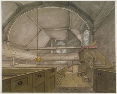 Interior de la capilla en la iglesia de San Bartolomé el Grande, Smithfield, Ciudad de Londres de Robert Blemmell Schnebbelie