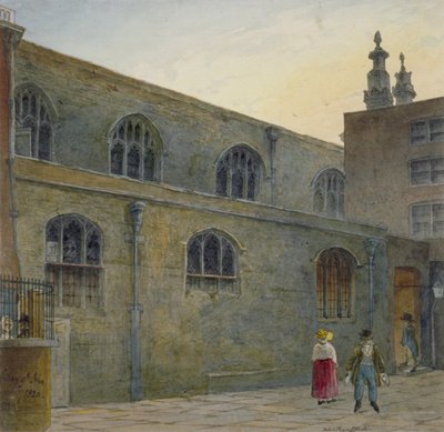 Lado norte de la Capilla Guildhall mostrando la entrada a Cutthroat Alley, Ciudad de Londres de Robert Blemmell Schnebbelie
