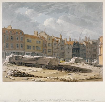 Restos del Muro de Londres que fueron Derribados en 1817, Ciudad de Londres, 1817 de Robert Blemmell Schnebbelie