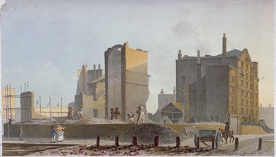 Edificio en ruinas, Commercial Road, Stepney, Londres de Robert Blemmell Schnebbelie