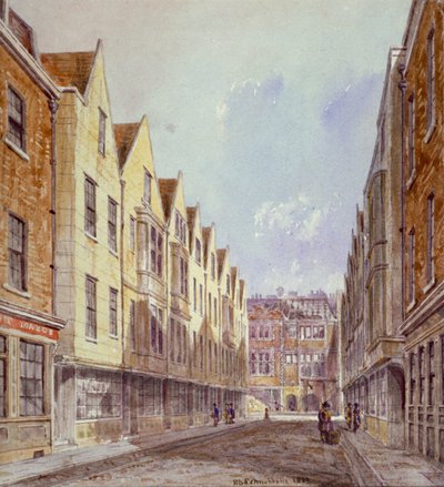 Vista de Great Winchester Street con Winchester Place visible en la distancia, Londres, 1839 de Robert Blemmell Schnebbelie