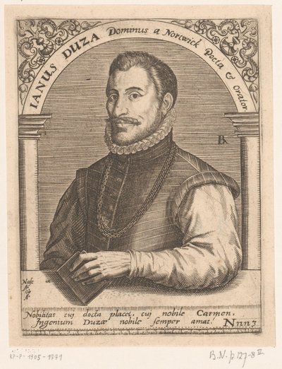 Retrato de Jano Dousa Janus Duza Dominus a Nortwick Poeta & Orator. (título en el objeto) Serie de retratos de eruditos de los siglos XV y XVI (título de la serie) de Robert Boissard
