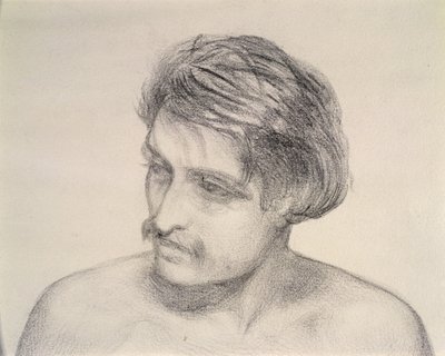 Estudio de la cabeza de un hombre (lápiz sobre papel) de Robert Braithwaite Martineau