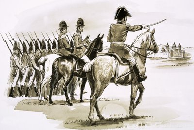 Arthur Wellesley al frente del 23º Regimiento en Mysore de Robert Brook