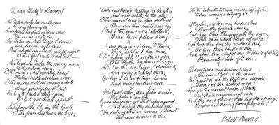 Lamento de la Reina María, poema en la caligrafía de Robert Burns, finales del siglo XVIII, 1840 de Robert Burns