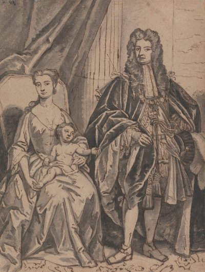 Retrato de una familia, llamada John Sheffield, duque de Buckingham, y familia de Robert Byng