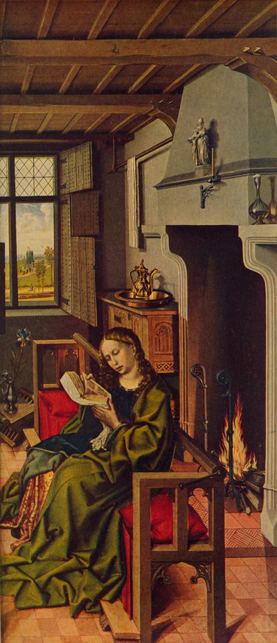 Ala de retablo Santa Bárbara, 1438, c. 1934 de Robert Campin