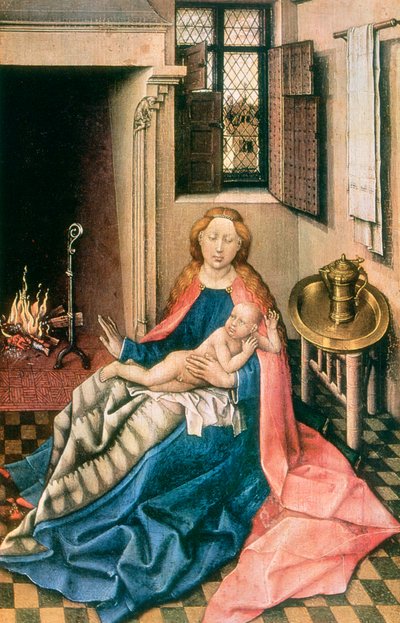Madonna y Niño ante una Chimenea, 1430s de Robert Campin