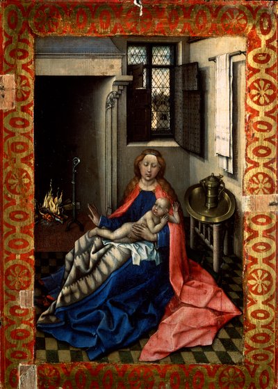 Madonna y el niño ante una chimenea, años 1430 de Robert Campin