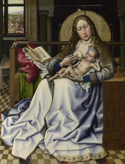 La Virgen y el Niño ante una pantalla de fuego, c. 1440 de Robert, Campin