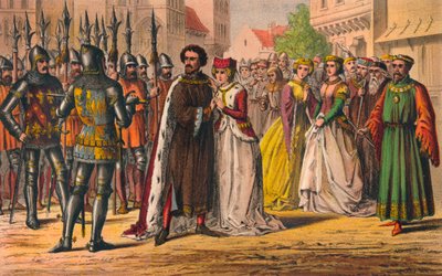 Mi señor, la mente de Bolingbroke ha cambiado, debes ir a Pomfret, no a la Torre, c1875 de Robert Charles Dudley