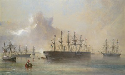 La Flota del Cable Telegráfico Atlántico Reunida en Berehaven, Costa Suroeste de Irlanda, 1866 de Robert Charles Dudley