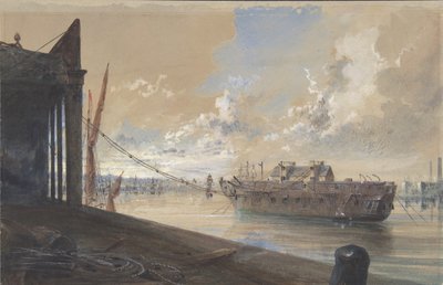 El Cable Pasado Desde las Obras hasta el Casco del Viejo Fragata Iris en el Támesis..., 1865-66 de Robert Charles Dudley
