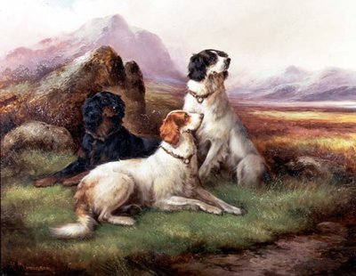 Setters en un paisaje de las Tierras Altas de Robert Cleminson