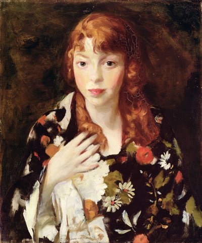 Edna Smith en un envoltorio japonés, c.1915 (óleo sobre lienzo) de Robert Cozad Henri