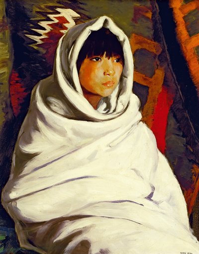 Chica india en una manta blanca de Robert Cozad Henri