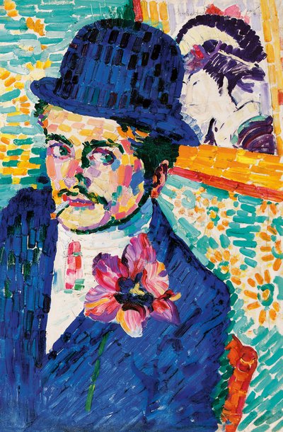 Hombre con un tulipán (Retrato de Jean Metzinger) de Robert Delaunay