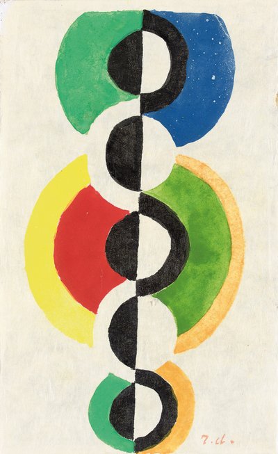 Rythme, c.1932 (gouache, acuarela y pincel y tinta sobre papel Japon nacré) de Robert Delaunay