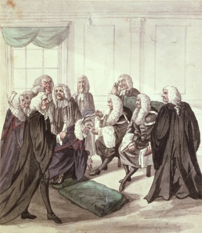 Una Mirada al Salón de Westminster en una Llamada de Abogados, siglo XVIII de Robert Dighton