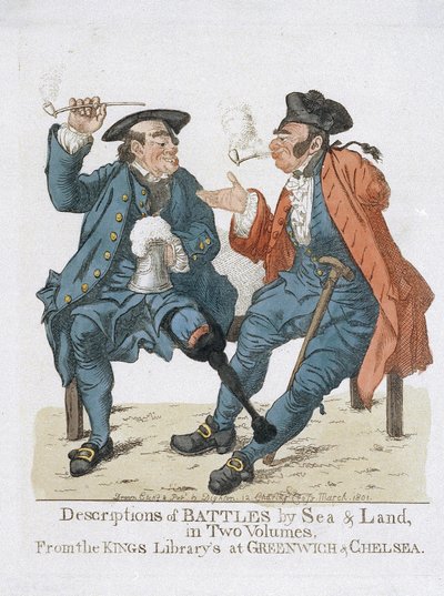 Descripción de las batallas en tierra y mar, en dos volúmenes, por la Biblioteca Real de Greenwich y Chelsea (grabado en color) de Robert Dighton