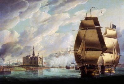 Nelson forzando el paso del sonido, 30 de marzo de 1801, antes de la Batalla de Copenhague de Robert Dodd