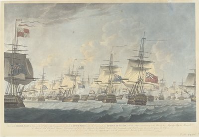 Batalla de Kamperduin (1797): ataque de la flota británica Vista de la flota británica al mediodía del 11 de octubre de 1797, acercándose para atacar a la flota holandesa (...) (título sobre el objeto) de Robert Dodd