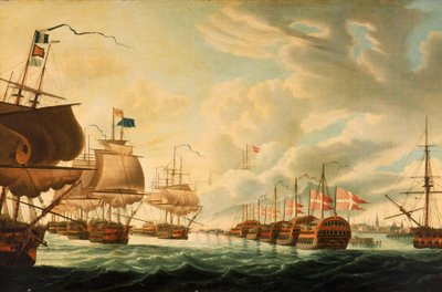 La batalla de Copenhague, 2 de abril de 1801, principios del siglo XIX (óleo sobre lienzo) de Robert Dodd