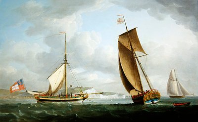 El yate de Trinity House en dos posiciones frente a Dover de Robert Dodd