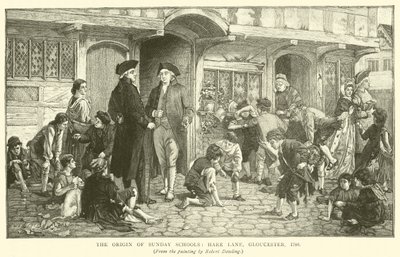 El origen de las escuelas dominicales, Hare Lane, Gloucester, 1780 de Robert Dowling