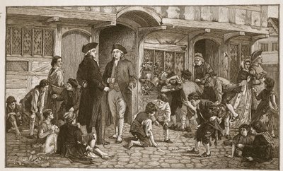 El origen de las Escuelas Dominicales: Hare Lane, Gloucester, 1780, ilustración de 