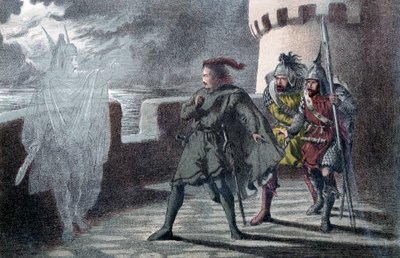Hamlet viendo el fantasma de su padre en las almenas del Castillo de Elsinore de Robert Dudley