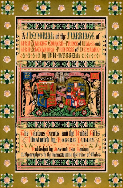 La portada de Un memorial del matrimonio de SAR Alberto Eduardo Príncipe de Gales, 1863 de Robert Dudley