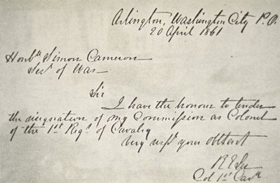 Carta de renuncia de Robert E. Lee del Ejército Federal, 20 de abril de Robert E. Lee