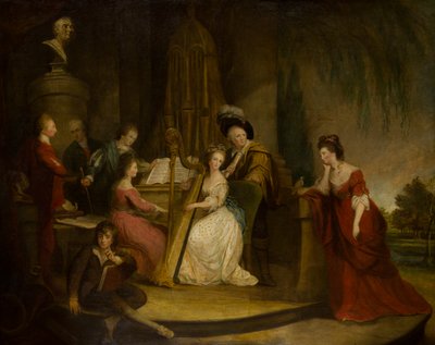 Sir Henry Bridgeman y su familia haciendo música debajo de un busto de Handel, c.1762-90 (óleo sobre lienzo) de Robert Edge Pine