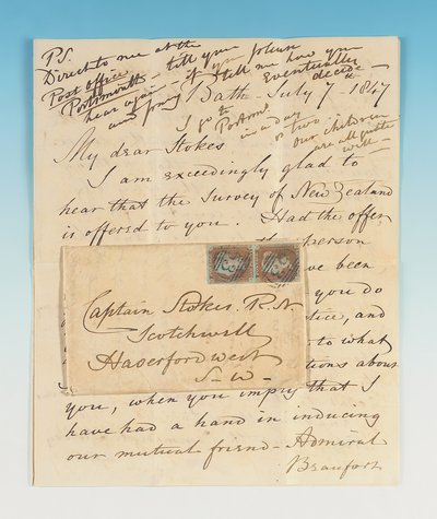 Carta autógrafa firmada a John Lort Stokes, Bath, 7 de julio de 1847 de Robert Fitzroy