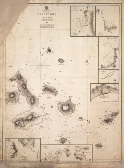 Carta de las Islas Galápagos durante el viaje del HMS Beagle de Robert Fitzroy