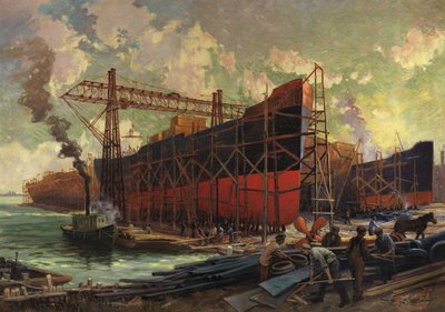 Construcción naval en Ashbridges Bay, Toronto, 1918 de Robert Ford Gagen