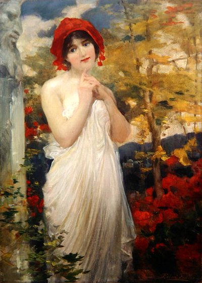 Niña con amapolas de Robert Fowler