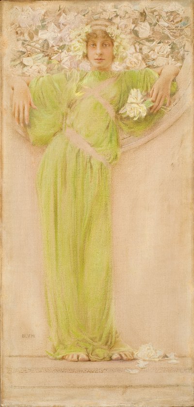 Guirnalda de rosas (junio) 1897 (Óleo, pastel y lápiz sobre lienzo) de Robert Frederick Blum