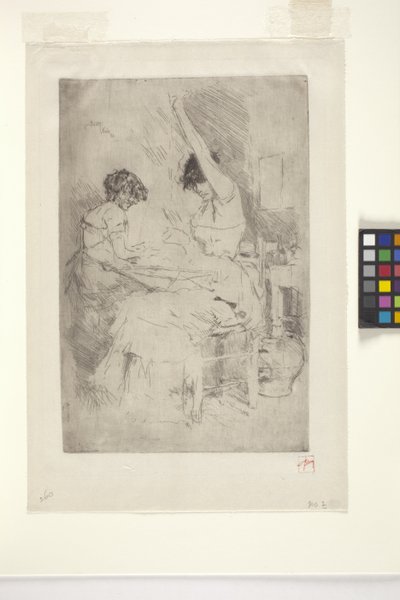 Ensartadores de cuentas, Venecia (aguafuerte) de Robert Frederick Blum