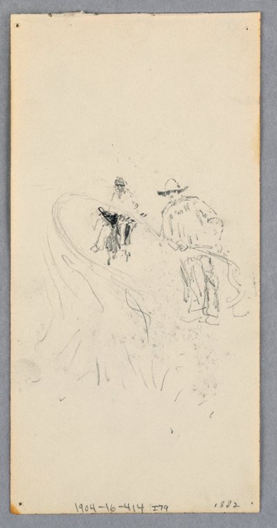 Dibujo, Pared exterior: Vano, balcón y cornisa (anverso); dos figuras y líneas sin identificar (reverso), 1882 de Robert Frederick Blum