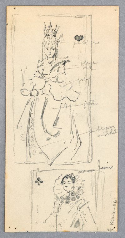 Dibujo, Escena callejera, Italia (anverso); Dos vistas enmarcadas de mujeres jugando a las cartas (reverso), 1882 de Robert Frederick Blum