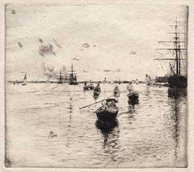 Laguna con vapores y góndolas de Robert Frederick Blum