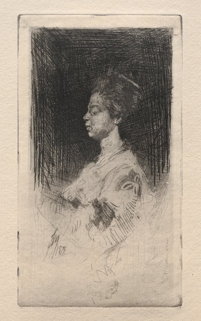 Cabeza de perfil de una niña japonesa, 1879 de Robert Frederick Blum